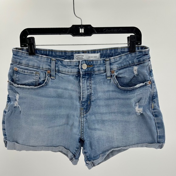 Signature by Levi Strauss & Co. Pants - Signature Levi Strauss Womens Mid Rise Distressed Denim Shorts Light Wash Size12